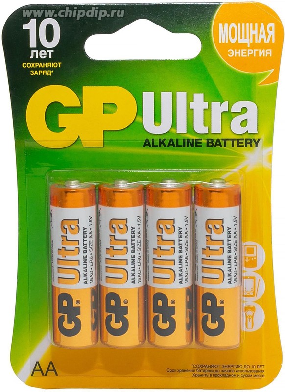 Батарейки GP Ultra GP15AU-2CR4 LR6 BL4 - 4 шт в магазине RentaPhoto.Store