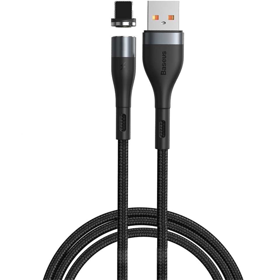 Кабель Baseus Zinc Magnetic USB - Lightning 2.4A 1м Серый+Черный в магазине RentaPhoto.Store