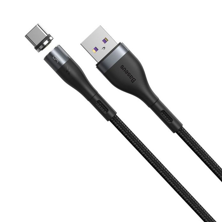Кабель Baseus Zinc Magnetic USB-Type-C 5A 1м серый+черный в магазине RentaPhoto.Store