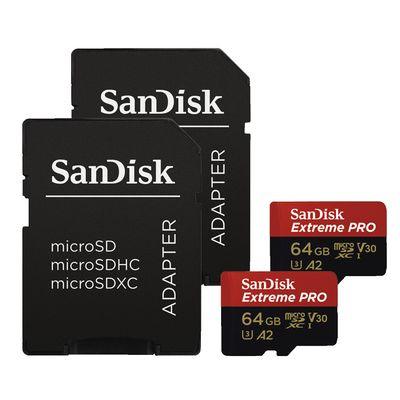 Карта памяти SanDisk MicroSDXC Extreme PRO 200 MB/s A2 C10 V30 UHS-I U3, 64GB в магазине RentaPhoto.Store