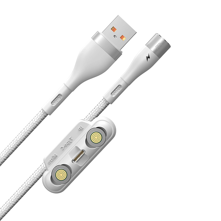 Кабель Baseus Zinc Magnetic USB-microUSB+Lightning+Type-C 3A 1м белый в магазине RentaPhoto.Store