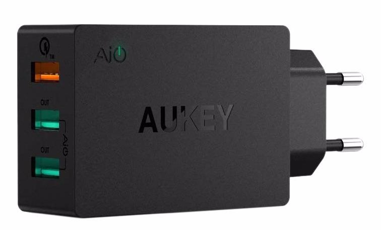 Сетевое ЗУ Aukey PA-T14, СЗУ 3 порта USB 3.0, 3.6V-6.5V 3A, 6.5V-9V 2A, 9V-12V 1.5A в магазине RentaPhoto.Store