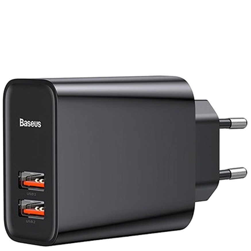 Сетевой адаптер Baseus Speed Dual QC3.0 30W Черный в магазине RentaPhoto.Store